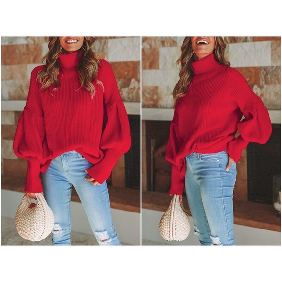 22 DECEMBER Tops - 🌹 I Feel Love Oversize Knit Jumper In RED🌹